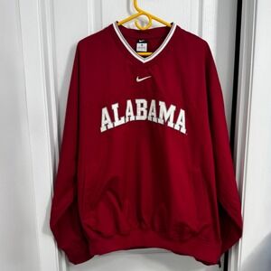 NIKE Alabama Crimson Tide V-Neck Windbreaker w/ Center Swoosh VTG - Size XL
